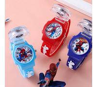 Montre enfant à rabat Marvel, montre-bracelet à quartz de dessin animé, design Spider-Man pour garçons et filles, cadeau pour enfants rouge,Bleu clair,Bleu foncéSilicone