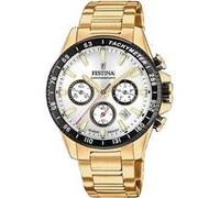 Montre Festina - Bracelet acier homme - Cadran blanc et lunette noire - Mouvement à Quartz