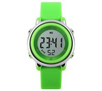 Montre Enfant Fille Garçon Digital Sport 50M Etanche Multifonction Électronique Montres 7 Couleur LED Rétro Eclairage Plastique Bordure et Caoutchouc Bande Alarme pour 6 Ans à 12 Ans Enfants (Vert)