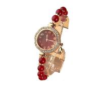 Montre Enfant Lot de 2 Montres-Bracelets analogiques à Quartz for Femmes, élégantes, avec Bracelet Fin en Cristal, idéales for Un Cadeau Circulaire Exquis Digitale(Rot)