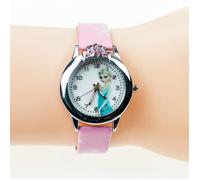 Montre Enfant - Reine Des Neiges - Fille - Bracelet PU - Rose Clair - Non étanche