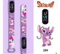 Montre Enfant Stitch & Angel - Bracelet LED Digital Violet - Montre Fille Dessin Animé