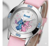 Montre Enfant Stitch & Angel ¿ Montre Fille Rose Quartz Bracelet Cuir Végan Design Disney
