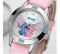 Montre Enfant Stitch & Angel - Montre Fille Rose Quartz | Bracelet Cuir Végan | Design Disney Officiel