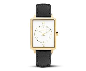Montre femme - AMALYS - Noémie - Cuir noir - Acier doré - Quartz japonais