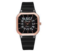 Montre Femme Couleur Jelly Couple Mode Quartz Sport Montre Silicone Middle Student Watch School Montre Femme 34mm, Noir , taille unique