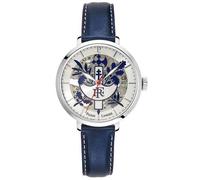 Montre Femme - ÉLYSÉE - Automatique - Cadran Argenté - Bracelet Cuir Bleu - Étanchéité 5 ATM