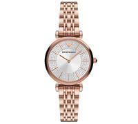 Montre femme Emporio Armani AR11446 Gianni T-Bar analogique - cadran argent, boîtier or rose, bracelet acier 14 mm, résistance 3 ATM