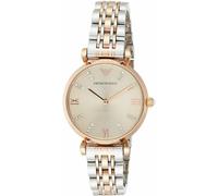 Montre femme Emporio Armani Gianni T-Bar AR1840 - Or rose, cadran brun clair, acier inoxydable