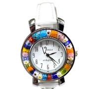 Montre femme en verre de Murano Murrina Millefiori 35 mm, Blanc
