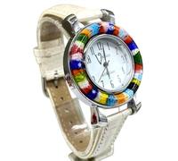 Montre femme en verre de Murano Murrina Millefiori 35 mm, perlés