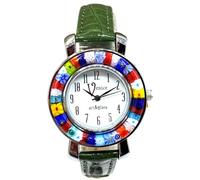Montre femme en verre de Murano Murrina Millefiori 35 mm, Vert E
