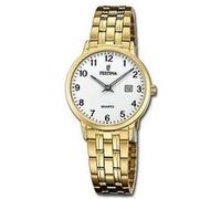 Festina Montre Femme Analogique Acier Inoxydable 316L Doré - Quartz - Verre minéral Haute résistance - Étanche 5 ATM - Calendrier F20514/1