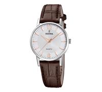 Montre femme - FESTINA - Montre classique - Bracelet cuir marron - Affichage analogique - Boîtier rond