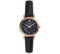 Fossil Montre Femme Carlie Mini ES4700 28 mm Quartz Analogique Cuir Noir Or/Noir