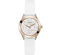 Montre Femme GUESS PEARL GW0381L3 Silicone Blanc Gold Rose Swarovski NEW