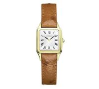Montre femme - Herbelin - Luna - Cuir caramel - Boîtier carré doré - Étanchéité 50m