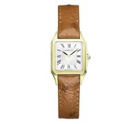 Herbelin Montre femme Luna - Boîtier carré doré - Cuir caramel - Étanchéité 50 m