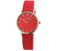Montre femme - Lilly - Cadran rouge - Bracelet cuir 16 mm - Boîtier doré 33 mm