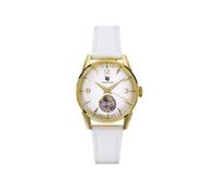 Lip Himalaya 33 Automatique Cœur Battant Montre Femme Acier Doré Cuir Blanc 671690