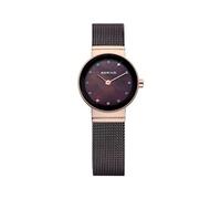 BERING 10122-265 Montre À Quartz Pour Femme, 22 mm, Boîtier En Acier Inoxydable Or Rose Et Cadran Marron, Bracelet Milanais, Verre Saphir, 3 ATM
