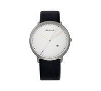 Bering Montre 11139-404 Quartz unisexe 39 mm Acier inoxydable Cadran blanc Cuir veau Verre saphir