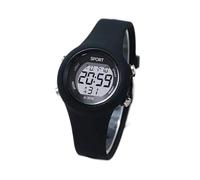 Montre Femme Numérique Silicone - Multifonctionnelle, Design Sportif & Décontracté - Comprend Chronomètre, Réveil, Fonction Date (Noir)