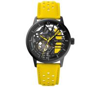 Montre Femme Paddock Noir Cadran Noir Bracelet Cuir Jaune 20 Mm Noir