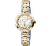 Roberto Cavalli by Franck Muller Montre analogique à Quartz pour Femme avec Bracelet en Acier Inoxydable RV1L180M0051, Blanc Antique., Mode