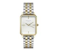 Rosefield Octagon Montre Femme - Bracelet Argent & Doré - Montre Femme avec Cadran Sunray Blanc - Acier Inoxydable - Résistante 3ATM - Luxe Élégant au Quotidien