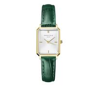 Montre femme - ROSEFIELD - Octagon XS - Cuir émeraude - Cadran blanc - Boîtier doré