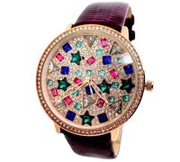 MONTRE FEMME VIOLET PIERRE ÉMERAUDE SAPHIR CUIR TORSADE RUBIS ETOILE OR LUXE TOP