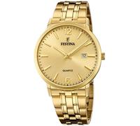 Festina Montre Homme Analogique en Acier Inoxydable 316L Doré - Mouvement Quartz - Calendrier - Verre Minéral Haute Résistance - Étanche 5 ATM F20513/3