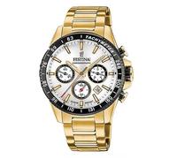 Montre Festina - Bracelet acier homme - Cadran blanc et lunette noire - Mouvement à Quartz