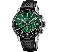 Montre - Festina - Chrono - Cadran vert - Bracelet cuir/tissu noir - 45 mm