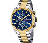 Festina Montre Homme F20562/2 Chrono Sport Quartz Acier 316L 45 mm Étanche 10 ATM Bleu/Gris