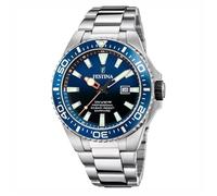 Festina Montre Homme Analogique en Acier Inoxydable 316L Argenté - Mouvement Quartz - Calendrier - Verre Saphir Haute Résistance - Étanche 20 ATM F20663/1 The Originals