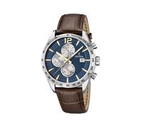 Festina Montre Homme Analogique en Cuir Marron - Mouvement Quartz - Chronographe - Calendrier - Verre Minéral Haute Résistance - Étanche 5 ATM - Élégante F16760/7 Timeless Chronograph