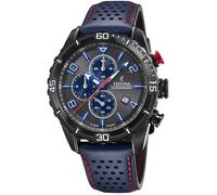 Festina Montre pour Homme F20519/3 Chrono Sport Boîtier en Acier Inoxydable Noir Bracelet en Cuir Bleu