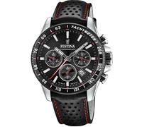 Festina Montre Homme F20561/4 Chronographe – Cadran noir 45 mm, bracelet cuir noir, étanche 10 ATM