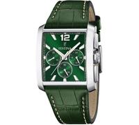 Festina Montre Homme Analogique avec Bracelet en Cuir Vert - Mouvement Quartz - Chronographe - Verre Minéral Haute Résistance - Étanche 5 ATM - Élégante F20636/3 on The Square
