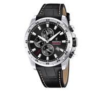 Festina Montre Homme Analogique avec Bracelet en Cuir Noir - Mouvement Quartz - Chronographe - Calendrier - Verre Minéral Haute Résistance - Étanche 10 ATM - Élégante F20692/4 Timeless Chronograph