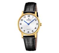 Montre FESTINA pour Femme F20017/5 Swiss Made Boîtier en Acier Inoxydable Doré Bracelet en Cuir Noir