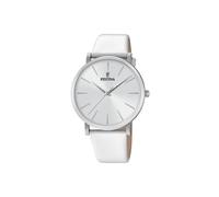 Montre FESTINA pour Femme F20371/1 Boyfriend Boîtier en Acier Inoxydable Gris Bracelet en Cuir Blanc