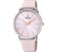 Montre FESTINA pour Femme F20371/2 Boyfriend Boîtier en Acier Inoxydable Gris Bracelet en Cuir Rose