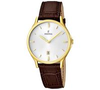 Montre FESTINA pour Homme F16747/1 Correa Clasico Boîtier en Acier Inoxydable Doré Bracelet en Cuir Marron