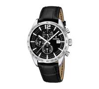 Montre FESTINA pour Homme F16760/4 Timeless Chronograph Boîtier en Acier Inoxydable Gris Bracelet en Cuir Noir