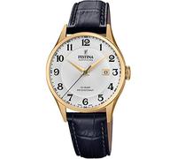 Montre FESTINA pour Homme F20010/1 Swiss Made Boîtier en Acier Inoxydable Doré Bracelet en Cuir Noir