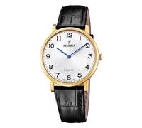 Montre FESTINA pour Homme F20016/5 Swiss Made Boîtier en Acier Inoxydable Doré Bracelet en Cuir Noir