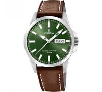 Montre FESTINA pour Homme F20358/5 Correa Clasico Boîtier en Acier Inoxydable Gris Bracelet en Cuir Marron